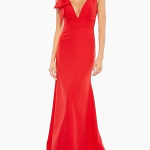 Mac Duggal Bow Shoulder v neck